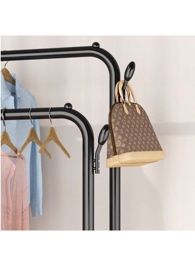 Happy Home Heavy-Duty Garment Rack with Wheels and Double Hangers, 35Kg Load Capacity, Side Hooks and Bottom Shelf for Shoes & Bags, Rust-Resistant Sturdy Metal Design, Perfect for Bedroom, Living Room, Hallway, or Balcony, Ideal for Clothes Organization and Drying, Dimensions: W 102 cm × D 39.8 cm × H 122–142 cm - Image 4